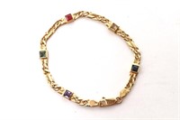 14K Gold Ruby Sapphire Amethyst & Topaz  Bracelet