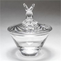 Steuben Crystal Rams Head Topped-Covered Bowl