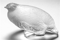 French Lalique Crystal Art Glass "Quail" Figurine