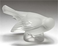 Lalique Crystal "Coquet" Sparrow Sculpture