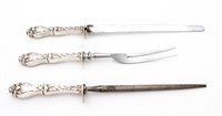 Whiting & Co. Silver "Lily" 3 Piece Carving Set