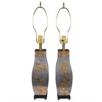 Two Brass & Metal Chinoiserie Lamps