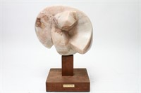 Germaine Vuillequez Abstract Pink Marble Sculpture