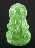 Burma Fine Green Jadeite Guanyin Pendant