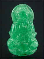 Burma Green Jadeite Carved Guanyin Pendant