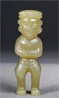Chinese Hetian White Jade Carved Man Statue
