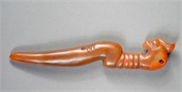 Chinese Brown Hardstone Carved Phoenix Hair Pin