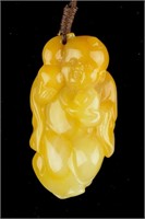 Chinese Yellow Hardstone Carved Child Toggle