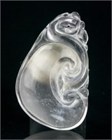 Chinese Icy White Crystal Carved Ruyi Pendant