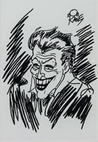 American Pop Art Ink Joker Signed Bob Kane