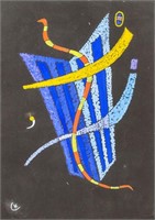 Russian Suprematist Gouache Monogrammed Kandinsky