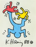 US Mixed Media on Paper Signed Keith Haring