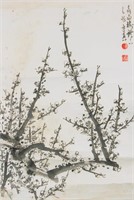 Li Shouzhen Chinese 1909-2003 Watercolor Plum Roll