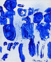 French Abstract Oil on Canvas Signed Yves Klein