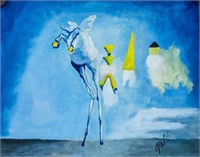 Spanish Surrealist Tempera Signed Salvador Dali