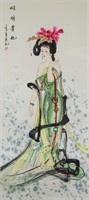 Lv Ji 20th Century Chinese Watercolor Scroll