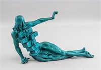 Bronze Sculpture Turquoise Painted Signed Dali