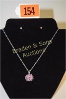 LADIES STERLING SILVER AND PINK TOPAZ NECKLACE