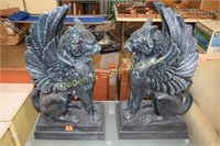 GROUP OF 2 32" CAST IRON GRIFFONS