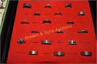 GROUP OF 18 STERLING SILVER MENS AND LADIES RINGS
