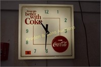 VINTAGE COKE LIGHTED WALL CLOCK IN WORKING