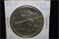 US 1921-P HIGH RELIEF PEACE SILVER DOLLAR
