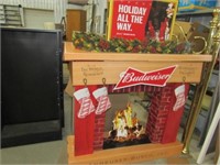 2 Sided Cardboard Budweiser Fireplace Display