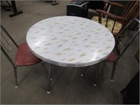 30" Round Vintage Formica Top Children Table and