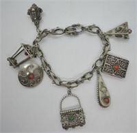 Vintage Hand Made German Silver Charm Bracelet