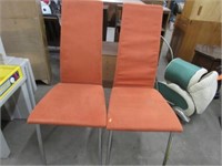2 Mid Century Modern High Back Orange Chairs