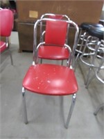 2 Vitro Chrome & Red Vinyl Kitchen Chairs
