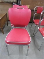 2 Stoneville Chrome & Red Vinyl Kitchen Chairs
