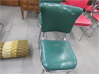 2 Chrome and Green Vinyl Kitchen Chairs