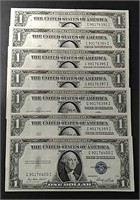 (7)  1935-E  $1 Silver Certificates  CH CU