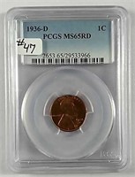 1936-D  Lincoln Cent  PCGS MS-65 Red