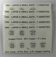 5 sets of 1982 7 Varities of Lincoln Cents