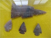 TOMAHAWK AND (3) ARROWHEADS IN FRAME