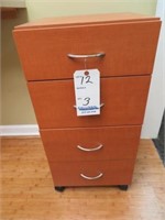 STORAGE CABINET, 4-DRAWER LAMINATE ON CASTERS