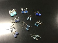 9 Pairs of Blue Earrings