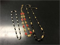 3 Black & Red Necklaces
