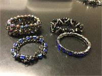 4 Blue & Black Bracelets