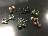 6 Pairs of Green & Brown Earrings