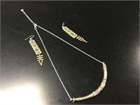 Mixed Metal Bar Necklace & Earrings