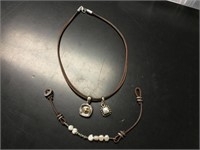 Brown Cord Necklace & Bracelet