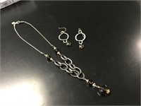 Black Crystal Necklace & Earrings