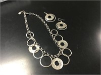 Sterling Silver Circles Necklace & Earrings