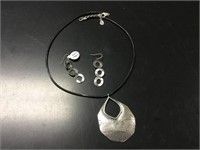 Silver Pendant Necklace & Earrings