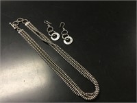 Multi Strand Beaded Necklace & Earrings