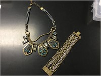 Silpada Multi-Link Bracelet & Jeweled Necklace
