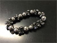 Grey & Black Crystal & Beaded Bracelet